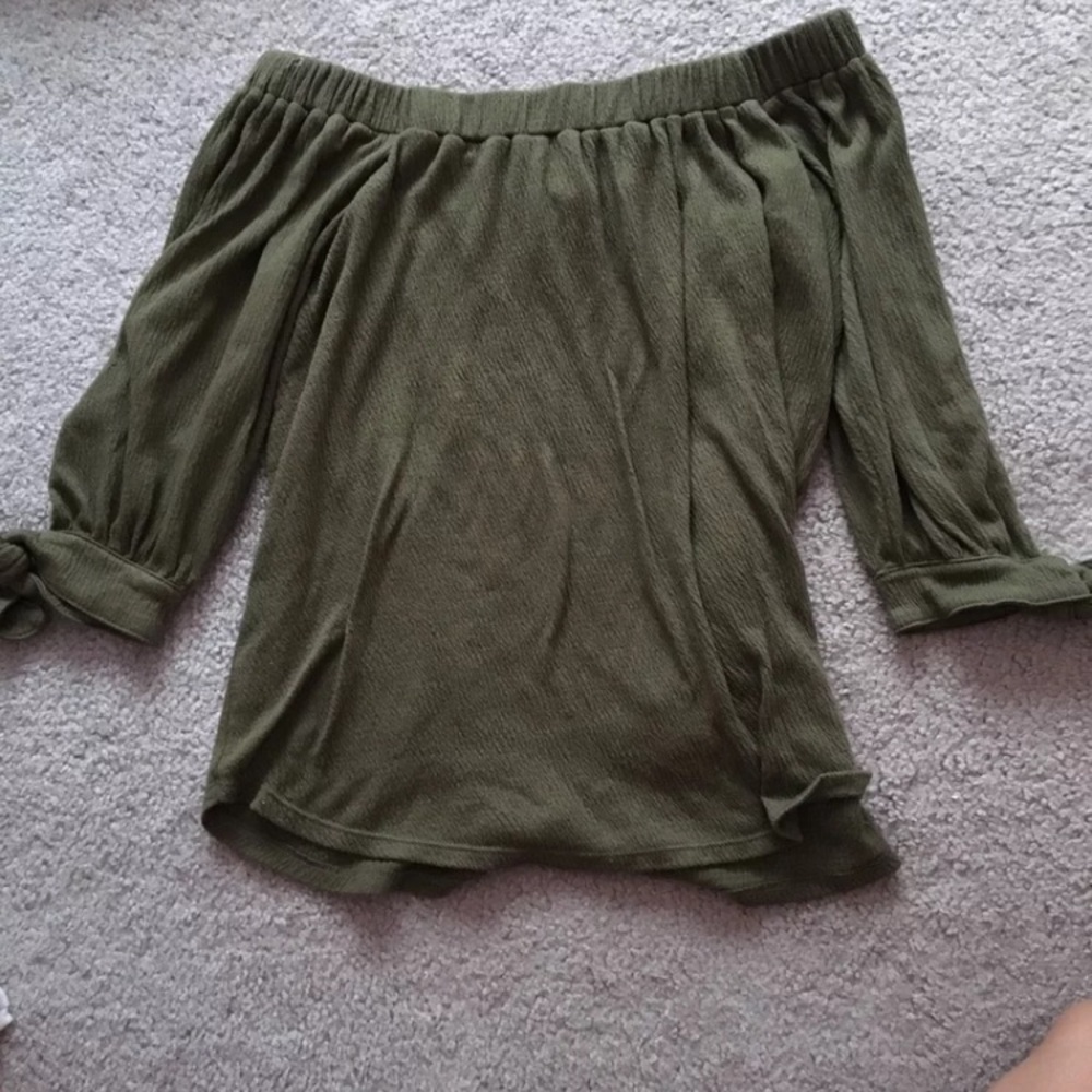 Green off the shoulder top
